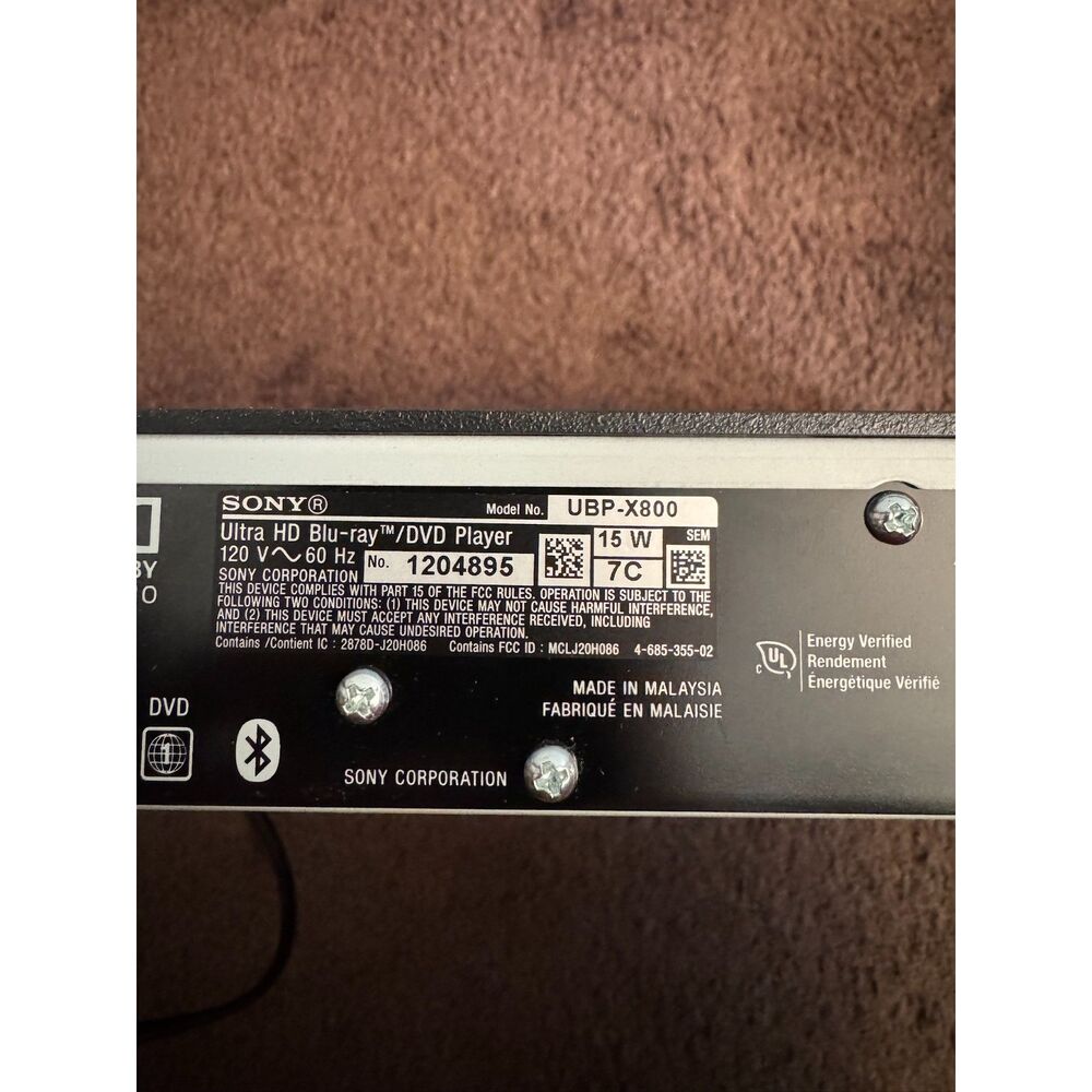 Sony UBP-X800 4K UHD Blu-ray Player – HDR – With 9 Movies – No Remote - Picture 4 of 7